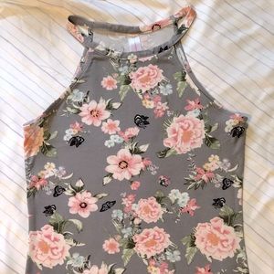 Grey and pink floral cami shirt